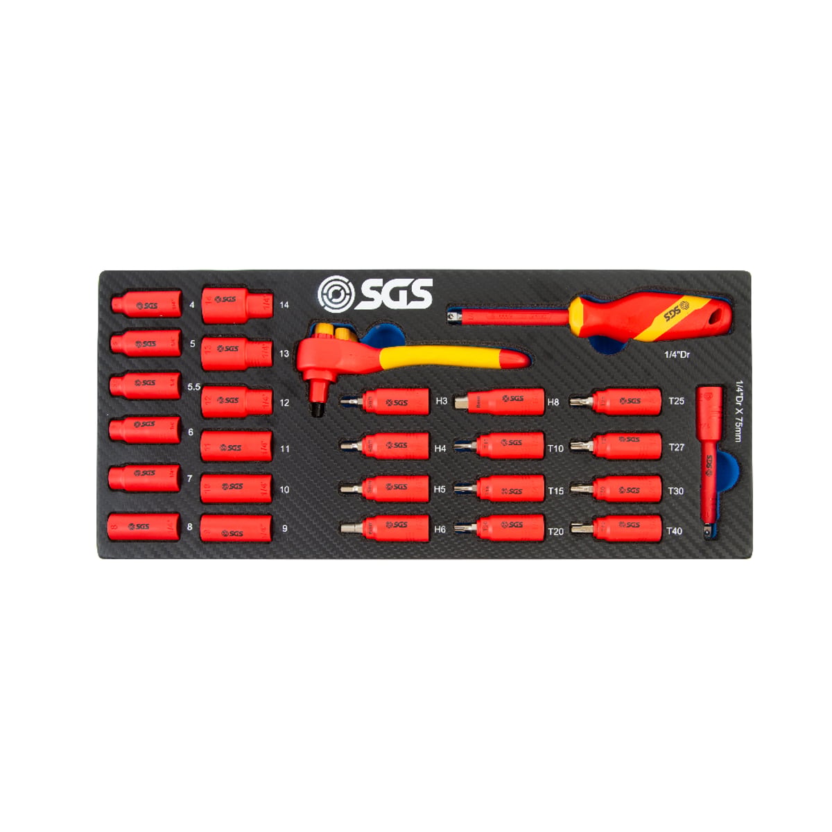 SGS 27pc 1/4in Drive VDE Insulated Socket Set | Foam Insert